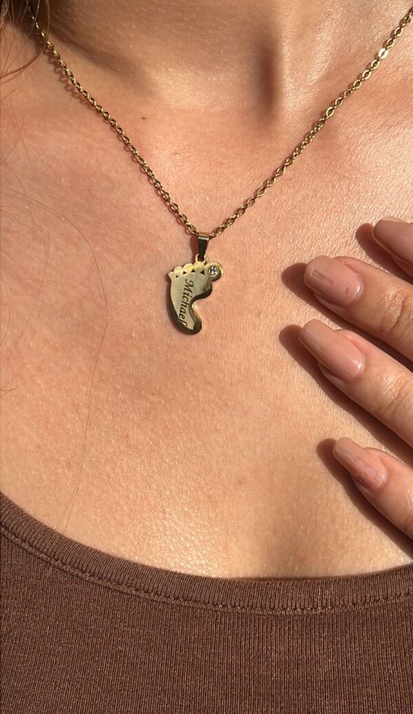 Baby Foot Name Necklace, Gift For Mom, Gift For New Mom, Gift For Mom To Be,Mothers Day Gift mom to be,baby foot necklace baby name necklace