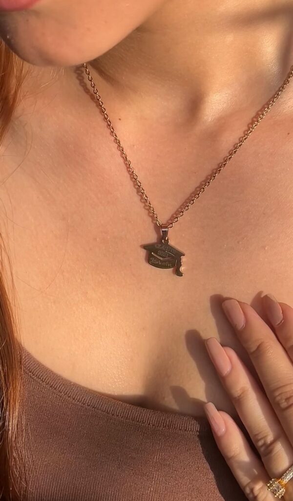 Personalized Graduation Necklace, Custom Master's Degree Pendant, Grad Cap Jewelry