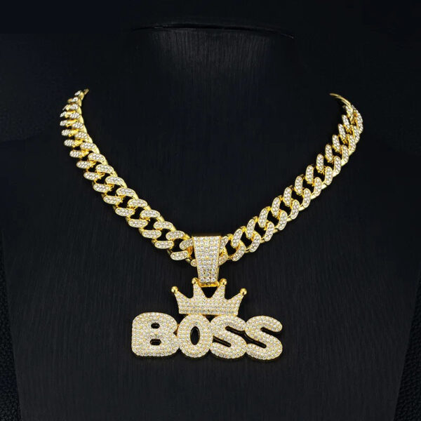 Hip-Hop Letter Alloy Diamond Rhinestones Men's Pendant Necklace Men Pendant Necklaces