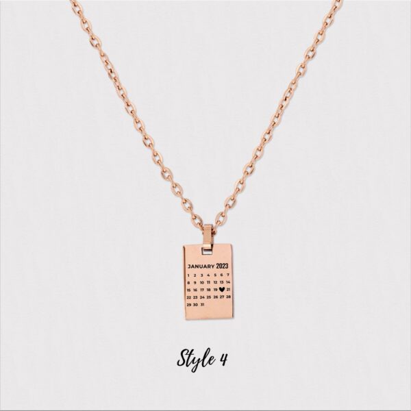 Engraved Custom Calendar Necklace,Birth Year Necklace,Custom date jewelry,Date Necklace for Women,Birthday OR Anniversary, Valentine's Gift